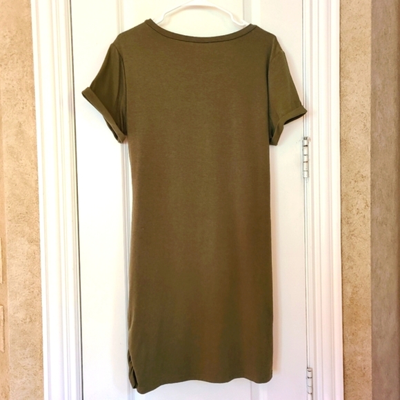 Lillusory Ruched Tee Shirt Tie Waist Dress Green XL - Picture 7 of 14